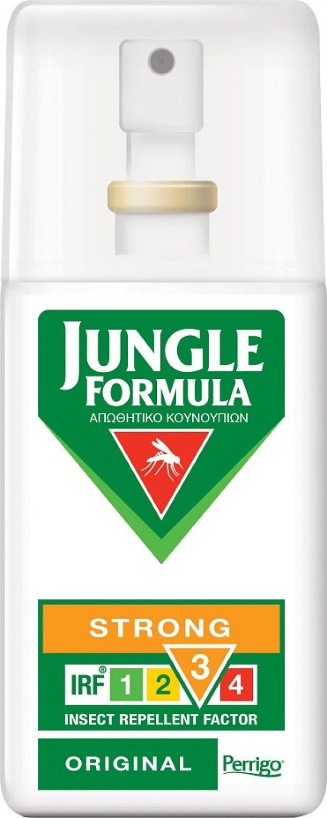 OMEGA PHARMA Jungle Formula Strong Original Spray με IRF3, Εντομοαπωθητικό Σπρέι για Ισχυρή Προστασία για Ενήλικες & Παιδιά άνω των 12 ετών, 75ml