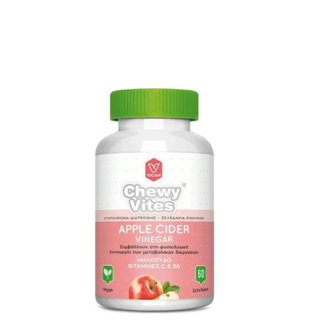 VICAN Chewy Vites Apple Cider Vinegar Μηλόξυδο Βιταμίνες C & B6 60 Ζελεδάκια