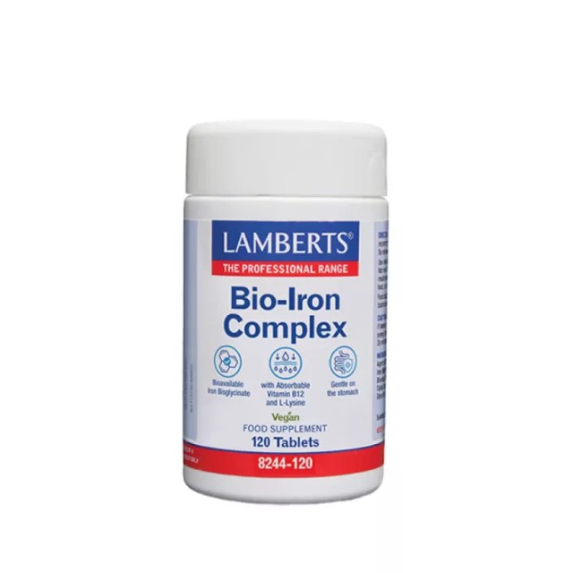 Lamberts Bio-Iron Complex Vegan Φόρμουλα Σιδήρου & B12 για Χορτοφάγους 120 tabs 8244-120