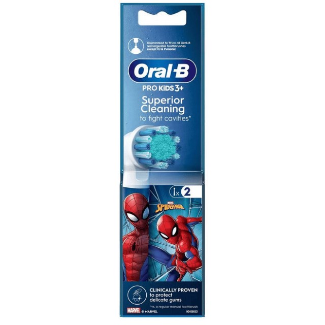 Oral-B Ανταλλακτικές Κεφαλές Pro Kids 3+ Superior Cleaning Spiderman Ηλεκτρικής Οδοντόβουρτσας 2τμχ