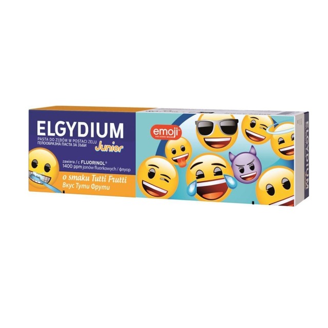 ELGYDIUM Junior Emoji Παιδική Οδοντόπαστα Για Παιδιά Από 7-12 Ετών Με Γεύση Tutti Frutti, 50ml