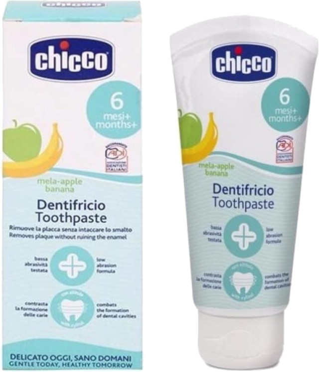 CHICCO Toothpaste Οδοντόκρεμα 6m+ με Γεύση Μήλο-Μπανάνα 50ml