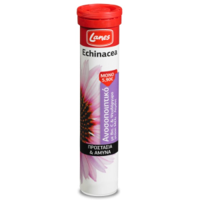 LANES Echinacea με Βιταμίνη C, Ψευδάργυρο, Ατσερόλα & Αγριοτριανταφυλλιά, 20 Αναβράζουσες Ταμπλέτες