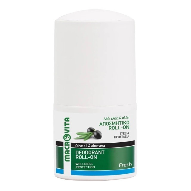 Macrovita Fresh Deodorant Roll-On with Olive Oil & Aloe Vera Αποσμητικό Με Λάδι Ελιάς & Αλόη, 50ml