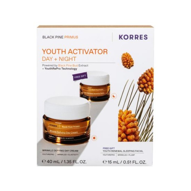 Korres Πακέτο Black Pine Primus Κρέμα Νεότητας Ημέρας 40ml & Δώρο Κρέμα Νεότητας Νύχτας 15ml
