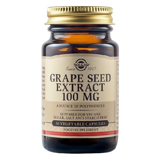 Solgar Grape Seed Extract 100mg Με Ισχυρές Αντιοξειδωτικές Ιδιότητες 30 Φυτικές Κάψουλες