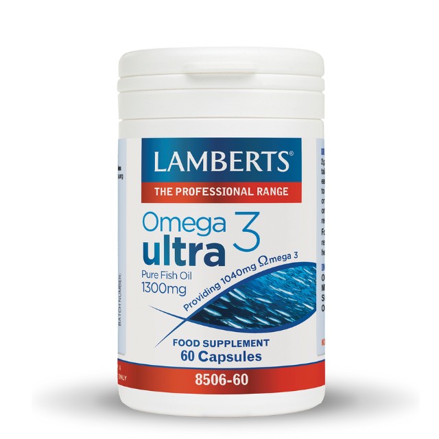 Lamberts Omega 3 Ultra Pure Fish Oil 1300mg Ω3 Λιπαρών Οξέων 60 Κάψουλες 8506-60