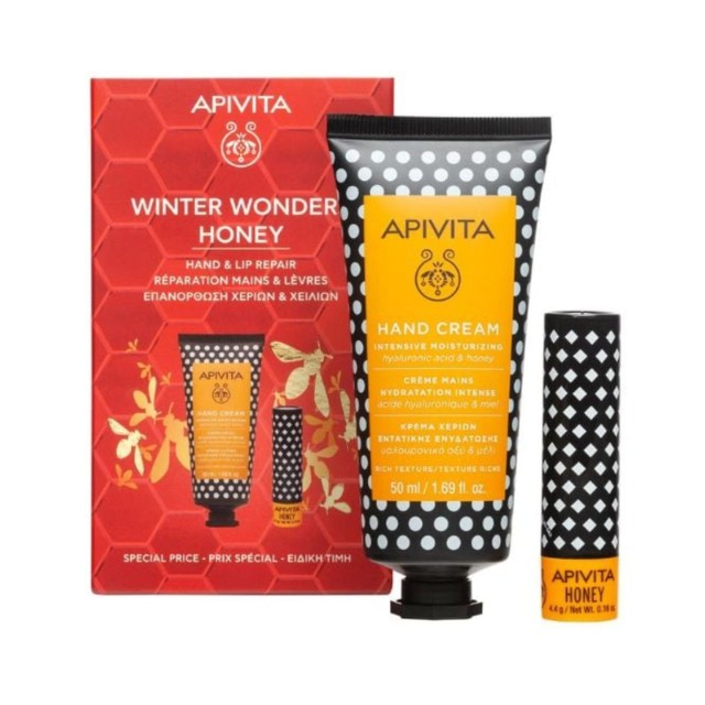 Apivita Winter Wonders Honey Πακέτο Hand Cream  50ml & Lip Care 4.4gr