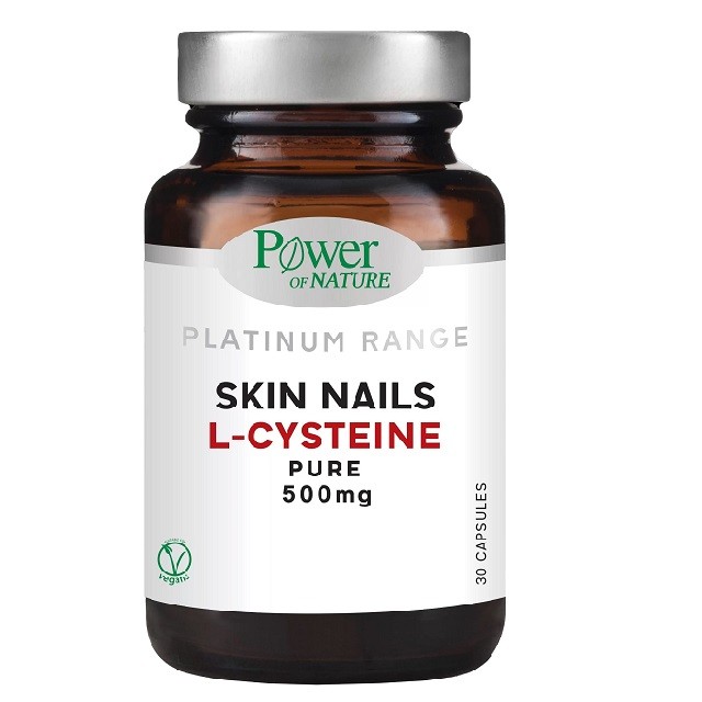 Power of Nature Platinum Range Skin Nails L-Cysteine Pure 500mg Συμπλήρωμα Διατροφής Για Την Υγεία Του Δέρματος & Των Νυχιών, 30 κάψουλες
