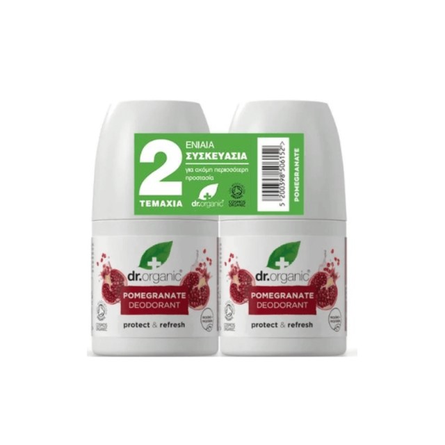 Dr. Organic Αποσμητικό Roll On Πακέτο Pomegranate 2x50ml