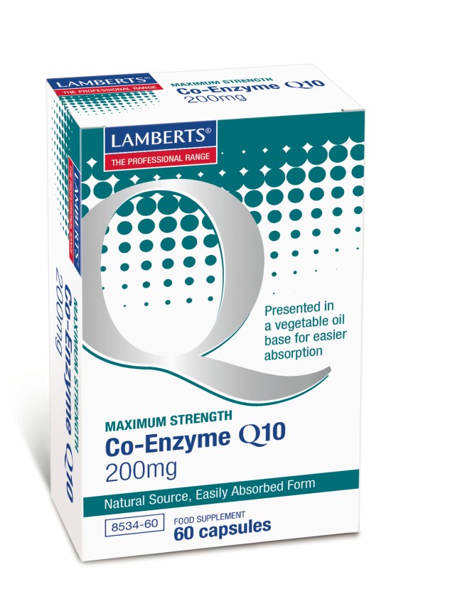 LAMBERTS Co-Enzyme Q10 200mg, Μοναδικές Ευεργετικές Ιδιότητες για την Καρδιά & το Ανοσοποιητικό Σύστημα 60 κάψουλες 8534-60