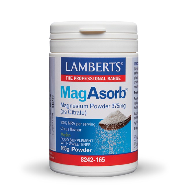 Lamberts MagAsorb Magnesium Powder 375mg Μαγνήσιο σε μορφή κιτρικού άλατος 165gr 8242-165