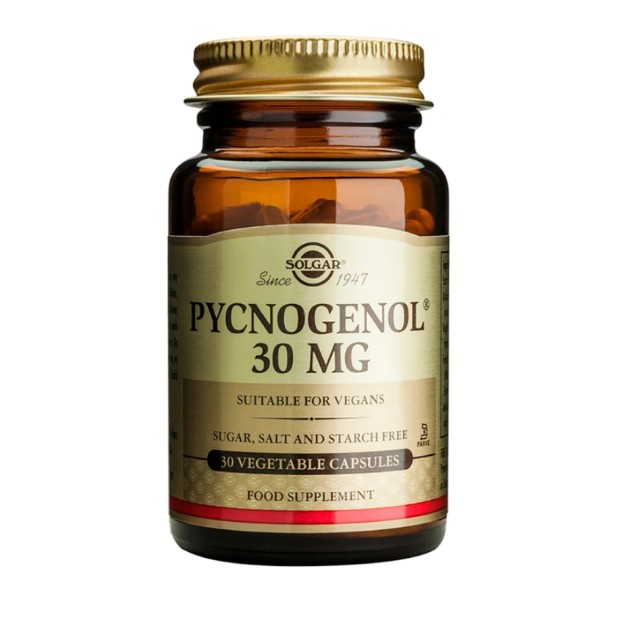 Solgar Pycnogenol 30mg Αντιοξειδωτικό για Αγγεία & Κυκλοφορικό, 30 Κάψουλες