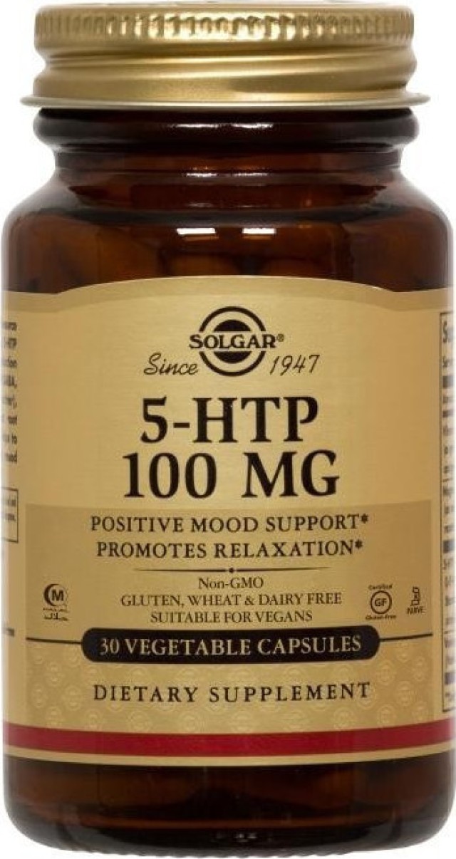 Solgar 5-HTP (Hydroxytryptophan) Complex 100Mg, Συμπλήρωμα με Υδροξυτρυπτοφάνη για την Καλή Υγεία του Εγκεφάλου, 90 Φυτικές Κάψουλες