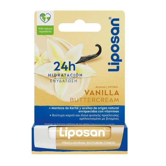 Liposan Vanilla Buttercream Περιποιητικό Βάλσαμο Χειλιών Για 24h+ Ενυδάτωση, 4.8gr