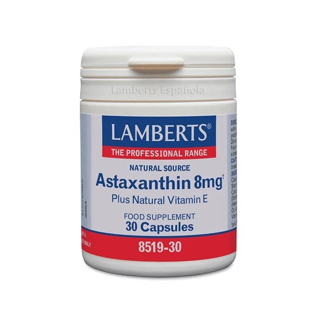 Lamberts Astaxanthin 8mg & Vitamin E Συμπλήρωμα Διατροφής Με Αντιοξειδωτική Δράση, 30 Ταμπλέτες (8519-30)