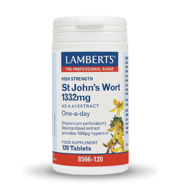 Lamberts St. Johns Wort Βαλσαμόχορτο, Βότανο του Αγίου Ιωάννη ή Υπερικόν (Hypericum Perforatum) 1332mg 120 Tablets 8566-120