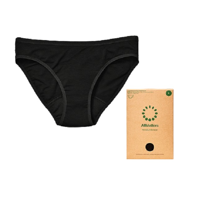 AllMatters Reusable Period Underwear Επαναχρησιμοποιούμενο Εσώρουχo περιόδου σε Μαύρο Χρώμα Large, 1 τεμ