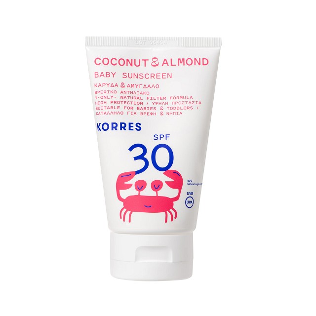 KORRES Sunscreen Coconut & Almond Baby SPF30 Βρεφικό Αντηλιακό Καρύδα & Αμύγδαλο με Υψηλή Προστασία για Πρόσωπο & Σώμα, 100ml