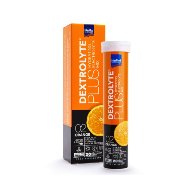 Intermed Dextrolyte Plus Hydrating Electrolyte Mix Orange 20 Αναβράζοντα Δισκία