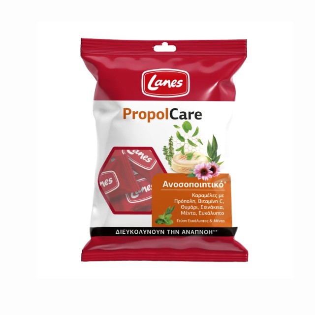 Lanes PropolCare Καραμέλες με Γεύση Μέλι & Λεμόνι για το Λαιμό 54gr