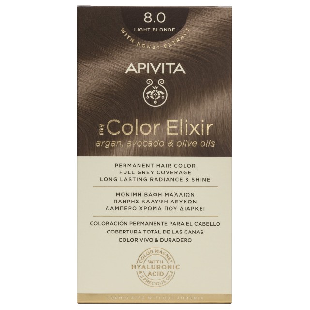 Apivita My Color Elixir No 8.0 Βαφή Μαλλιών Μόνιμη Ανοιχτό Ξανθό