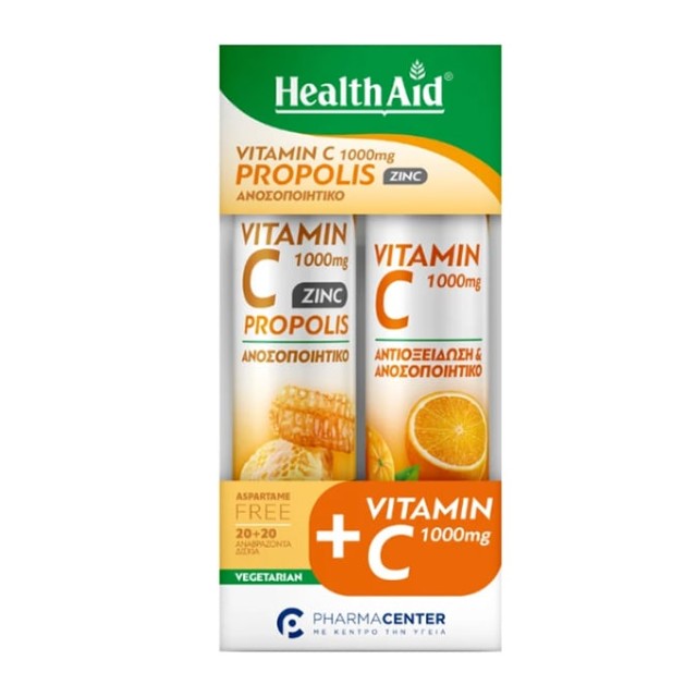 Health Aid Πακέτο Vitamin C 1000mg Zinc & Vitamin C 1000mg 2x20 Αναβράζοντα Δισκία