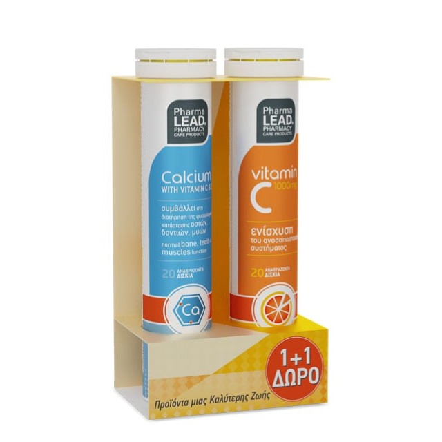 PharmaLead Πακέτο Calcium with Vitamin C & D3 20 Αναβρ.Δισκία & Δώρο Vitamin C 1000mg
