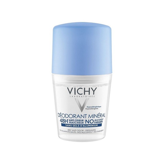Vichy Deodorant Mineral Roll On Αποσμητικό Χωρίς Άλατα Αλουμινίου για Ευαίσθητα Δέρματα 50ml