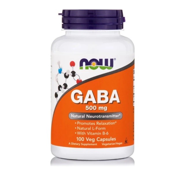 NOW FOODS GABA 500mg With Vitamin B6 Συμπλήρωμα Διατροφής Που Καταπολεμά Με Φυσικό Τρόπο Το Άγχος & Το Στρες, 100 Φυτικές Κάψουλες