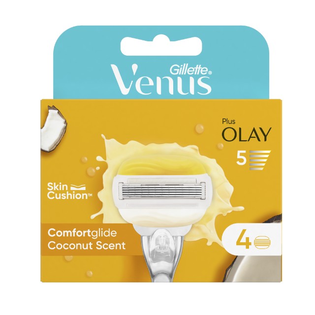 Gillette Venus Plus Olay Comfortglide Coconut Scent Ανταλλακτικές Κεφαλές Ξυριστικής Μηχανής 4τμχ