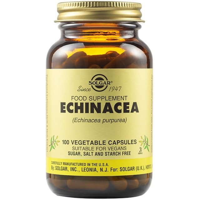 Solgar Echinacea Συμπλήρωμα Διατροφής Εχινάκεια για Θωράκιση Ανοσοποιητικού & Αντιμετώπιση Κρυολογήματος, Γρίπης & Μολύνσεων, 100veg.caps
