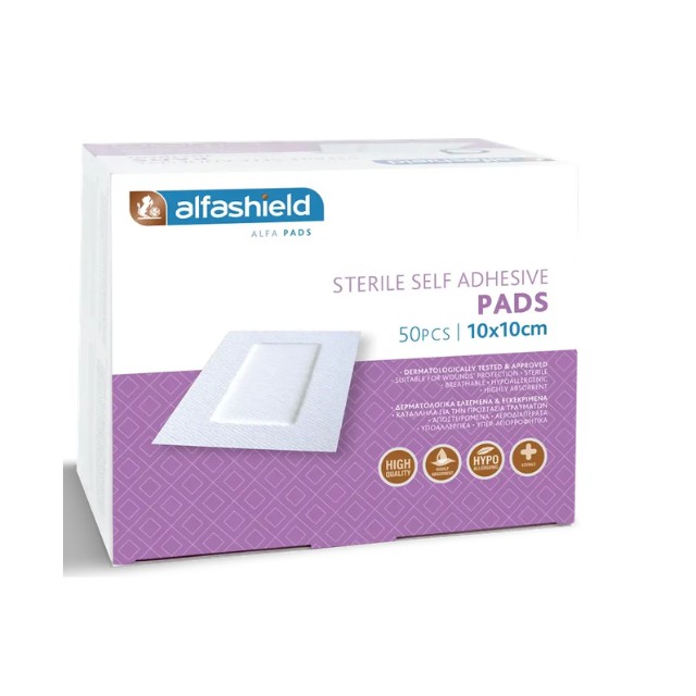 Alfashield Self Adhesive Pads Αποστειρωμένα Αυτοκόλλητα Επιθέματα 10x10cm 50τμχ