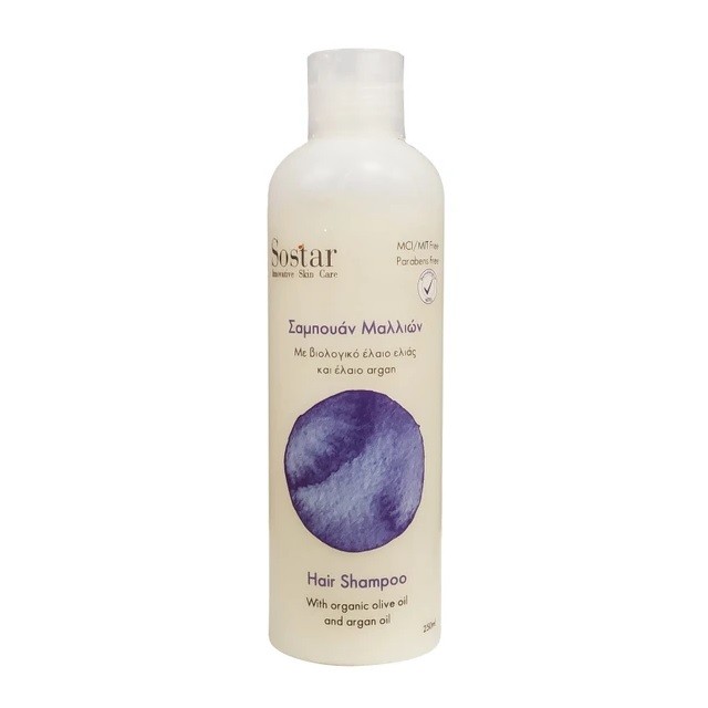 Sostar Focus Hair Shampoo Με Έλαιο Ελιάς & Argan Για Ταλαιπωρημένα Μαλλιά, 250ml