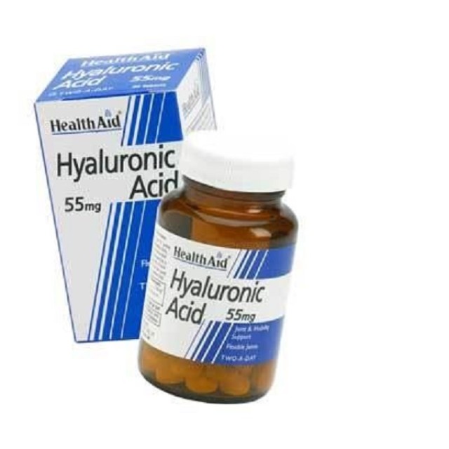 HEALTH AID Hyaluronic Acid 55mg Συμπλήρωμα Διατροφής Για Υγιή Δέρμα, Οστά & Εύπλαστες Αρθρώσεις, 30 Ταμπλέτες