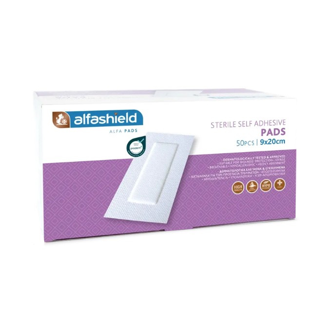 Alfashield Self Adhesive Pads Αποστειρωμένα Αυτοκόλλητα Επιθέματα 9x20cm 50τμχ