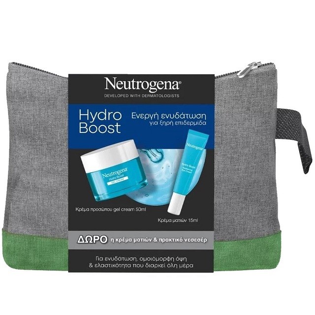 Neutrogena Promo Hydro Boost Για Ξηρή Επιδερμίδα Με Gel-Cream Ενυδατική Κρέμα Προσώπου, 50ml & Δώρο Κρέμα Ματιών, 15ml, & Nεσεσέρ