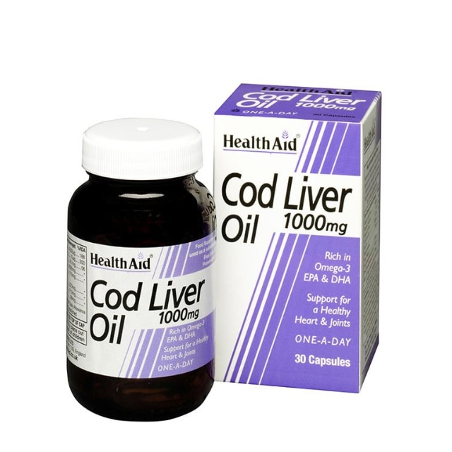Health Aid Cod Liver Oil 1000mg Μουρουνέλαιο για Υγιή Καρδιά & Οστά & Αρθρώσεις 30 Κάψουλες