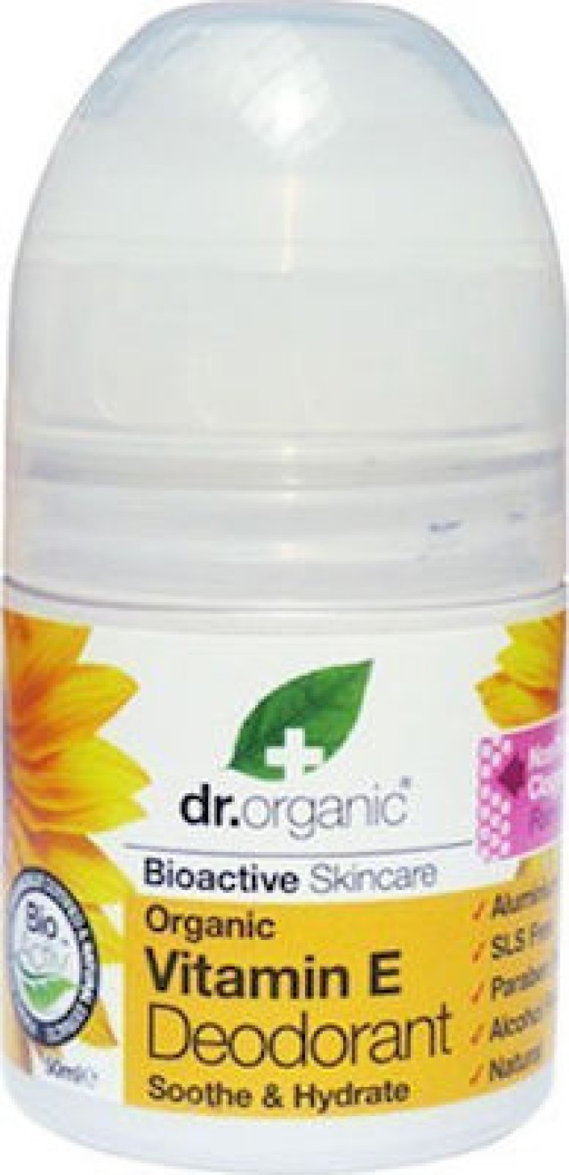 DR.ORGANIC Vitamin E Deodorant Αποσμητικό Με Βιολογική Βιταμίνη E Ιδανικό Για Ξηρές Επιδερμίδες, 50ml