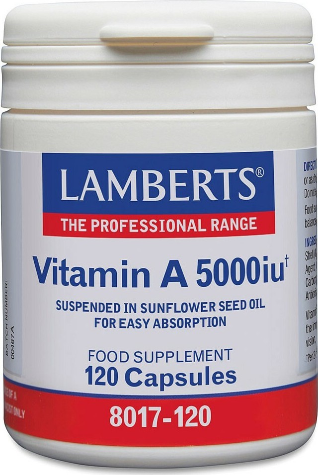 Lamberts Vitamin A 5000 IU Βιταμίνη Α για την Υγεία των Ματιών & του Δέρματος 120 κάψουλες 8017-120