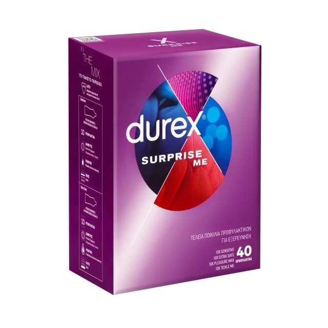 Durex Surprise Me Variety Box Ποικιλία Προφυλακτικών, 40 Τεμάχια