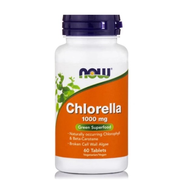 Now Foods Chlorella 1000mg Vegeterian Συμπλήρωμα Διατροφής Με Αποτοξινωτικές Ιδιότητες Για Την Διατήρηση Υγιή Οργανισμού, 60tabs