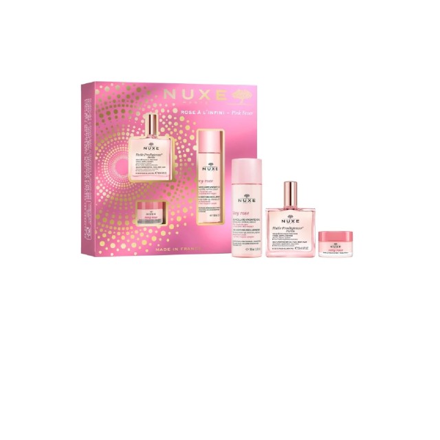 NUXE Pink Fever Πακέτο Huile Prodigieuse Florale Ξηρό Λάδι 50ml + Very Rose Micellaire Καθαρισμός & Ντεμακιγιάζ 100ml + Very Rose Βαλσαμο Χειλιών 15ml
