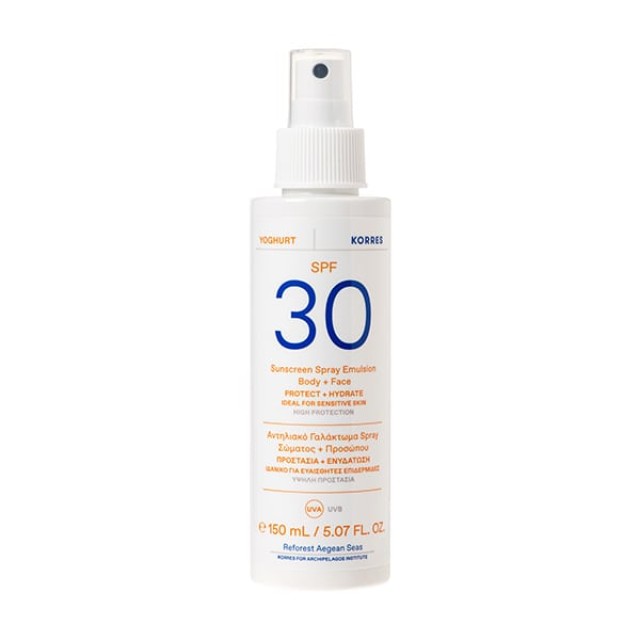 KORRES Yoghurt Sunscreen Spray Body & Face Αντηλιακό Γαλάκτωμα Spray Σώματος & Προσώπου SPF30, 150ml