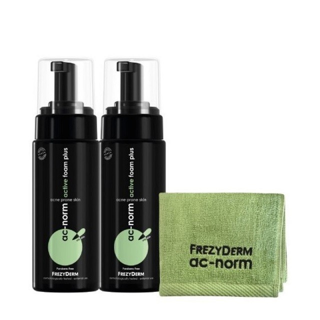Frezyderm Promo Ac-Norm Active Foam Plus Αφρός Καθαρισμού Κατά Της Ακμής 2x150ml Με ΔΩΡΟ Πετσέτα Προσώπου