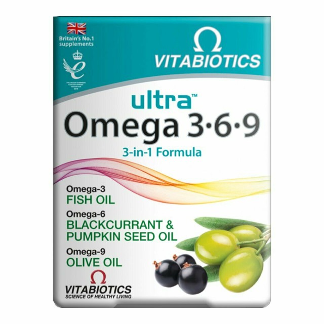 VITABIOTICS Ultra Omega 3-6-9 Συμπλήρωμα Διατροφής Ω3 Λιπαρά Οξέα, 60 Κάψουλες