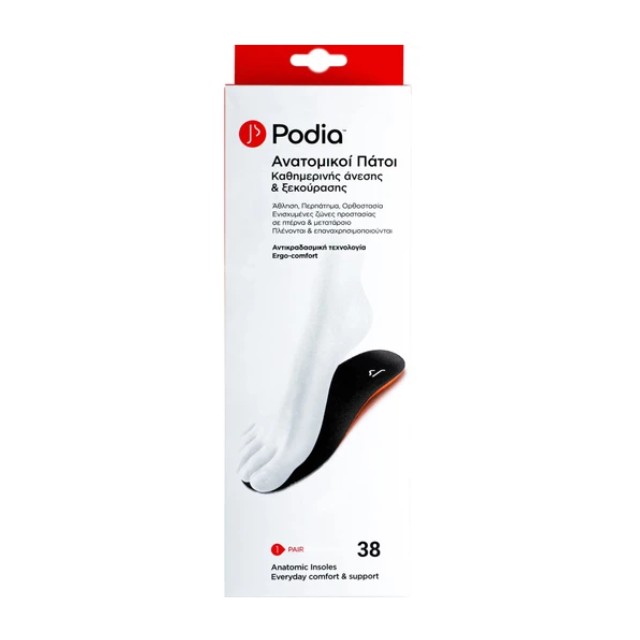 Podia Everyday Comfort & Support Ανατομικοί Πάτοι για Άνεση & Ξεκούραση No 38 1 Ζεύγος