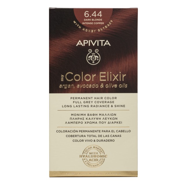 Apivita My Color Elixir Νο 6.44 Βαφή Μαλλιών Μόνιμη Ξανθό Σκούρο Έντονο Χάλκινο