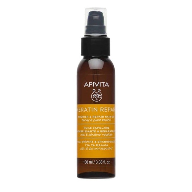 Apivita Keratin Repair & Nourish Hair Oil Λάδι Θρέψης & Επανόρθωσης Με Μέλι & Φυτική Κερατίνη 100ml