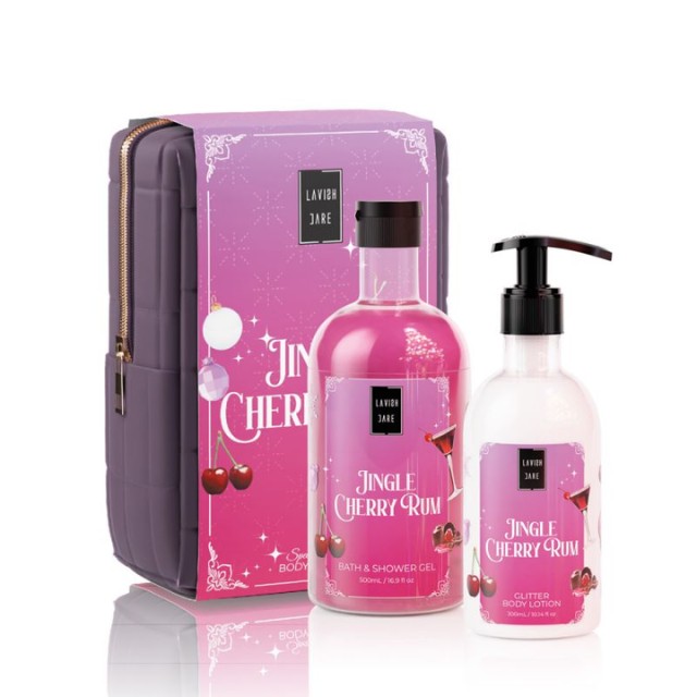 Lavish Care Πακέτο Jingle Cherry Rum Shower Gel 500ml & Body Lotion Glitter 300ml & Δώρο Νεσεσέρ